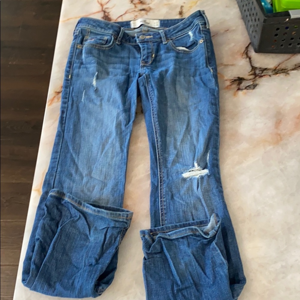 Distressed hollister boot cut jeans